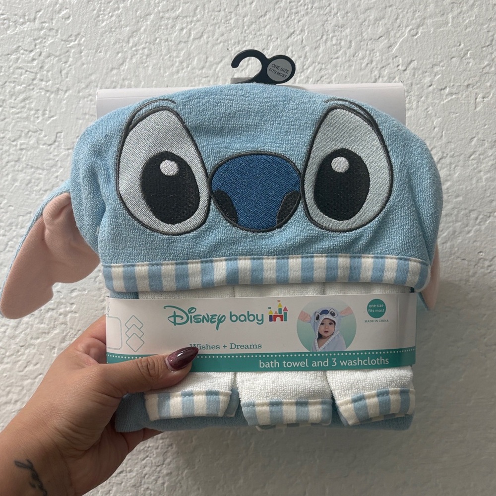 Disney Baby Blue Stitch Bath Towel Set